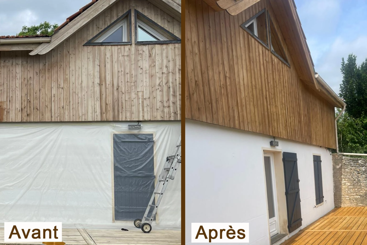entretien bardage bois avant après rénovation façade bois
